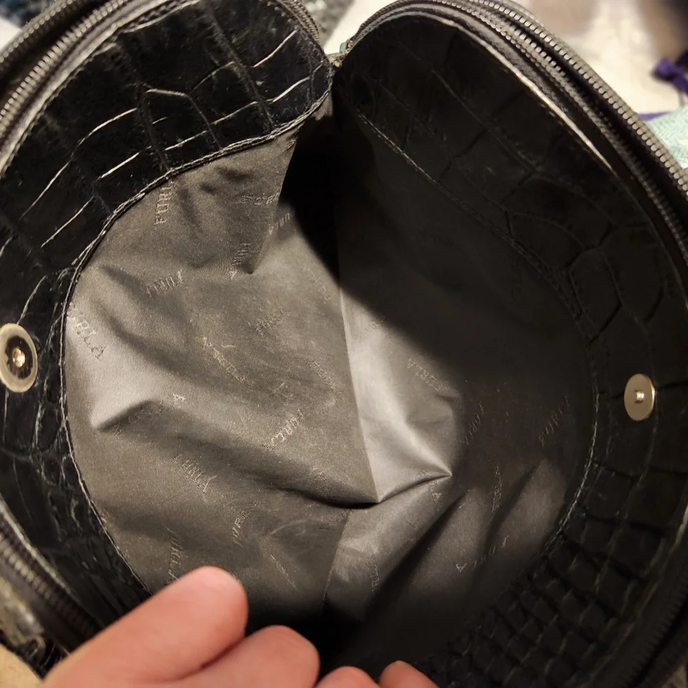 Vintage Furla black Italian leather crocodile purse - Picture 8 of 12